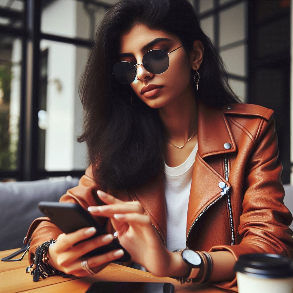 Frau plant Termin am Smartphone Frau plant Termin am Smartphone